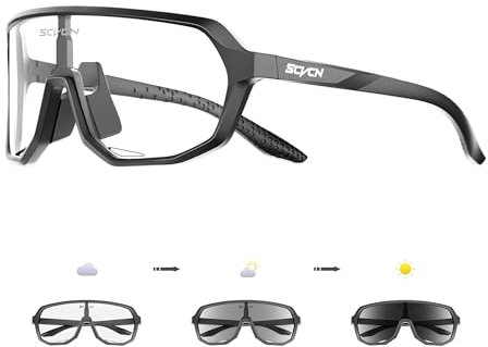 SCVCN Photochromatische Selbsttönend Fahrradbrille Herren Damen Sportsonnenbrille Klar Radsport Radfahren MTB Laufen Radbrille Volleyball Autofahren Angeln Softball Bergsteigen Golf Wandern 501