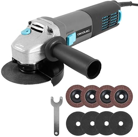 Cecotec Smerigliatrice Angolare a Filo RadialPower 1000 Filtra. 1000W, Velocità Variabile, Protezione Antipolvere, Testa M14, Accessori Inclusi per Versatilità in Tagli e Finiture