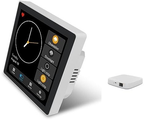 Lioggyet Tuya Smart Home Multiple Zigbee Smart Home Panel de Control Interruptor de 4 Pulgadas Control de Pantalla TáCtil con Zigbee Gateway - Enchufe de la UE