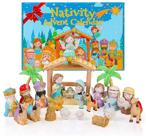 DHDZPSG - 24-teiliges Krippen-Set für Kinder - Adventskalender für Kleinkinder 2025 - 24-Tage-Krippen-Set für Kinder ab 1, 2, 3, 4, 5, 6, 7, 8