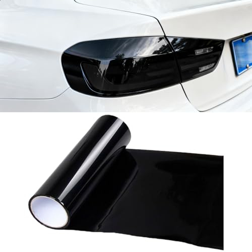 HYMC 12 by 48 inches Self Adhesive Auto Car Tint Headlight Taillight Fog Light Vinyl Smoke Film Sheet Sticker Cover (Black)