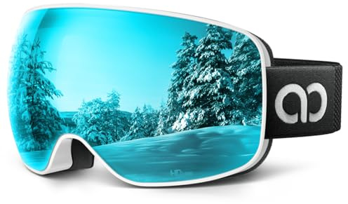 Lamicall Skibrille Herren & Damen, OTG Ski Brille für Brillenträger, UV400 | [Ultra HD & Breitere Sicht] TOP Anti-Foge Snowboardbrille, Verspiegelt Snowboard Schutzbrille, Schneebrille mit Blendenschutz