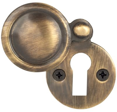 EAI Keyhole Covered Escutcheon, Antique Brass Victorian, 35mm, 1 Pack