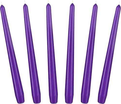 BRUBAKER 24 cm Spitzkerzen für Kerzenständer und Kerzenhalter - 6 Stück | Lange, tropffreie Deko Kerzen mit langer Brenndauer - Leuchterkerzen Set Lila