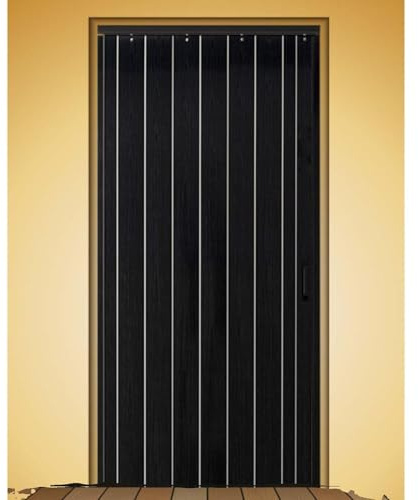 Porte Accordéon Interne, Finition Grain De Bois En PVC Durable, Porte Pliante Coulissante En Accordéon Noire For Salle De Bain, Salon, Buanderie, Paravent De Maison(24x80in(61x203cm))