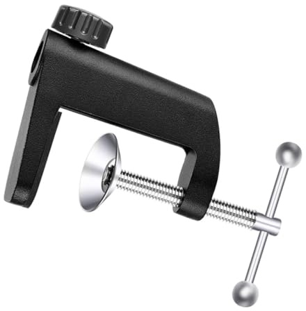 MUSISALY Aluminium Alloy C Clamp Table Clip Base for Microphone and Table Lamp, Firm Hold, Anti-Slip, Black, for Dorm and Store Use