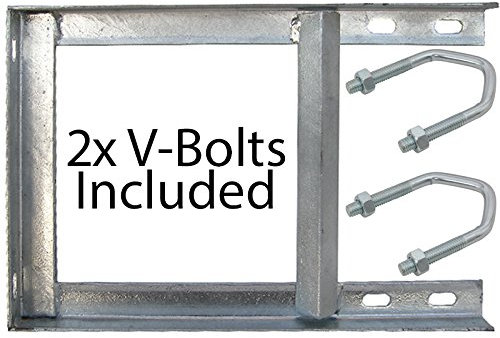 Loops 12 x 18 Galvanised Outdoor/External Steel TV Aerial Wall Mounting Bracket & V Bolts - Pole/Mast Install - Heavy Duty
