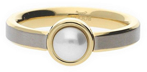 Boccia Damen Ring Silber/Gold Gr. 54 mit weißer Perle besetzt