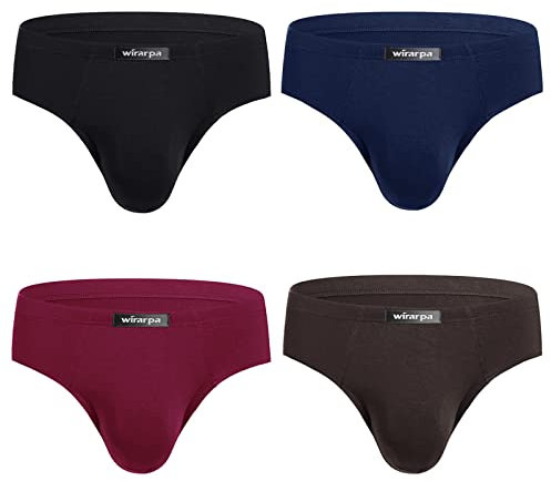 wirarpa Men's Modal Briefs Underwear Super Soft Microfibre Underpants No Front Slips Covered Waistband 4 Pack X-Large