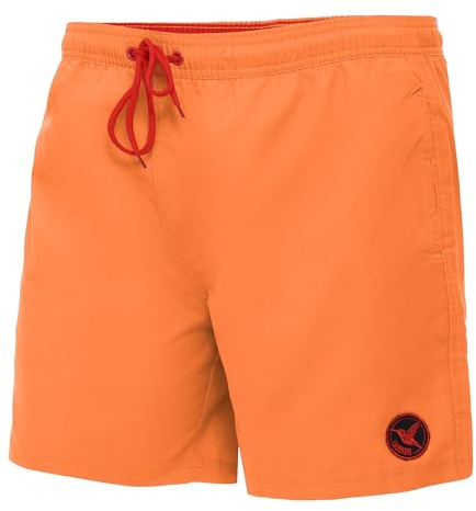Ladeheid Badehose Herren Bequeme Badeshorts Lang mit Seitentaschen und Schnürchen, Badeshorts Herren mit Netzfütterung – Perfekt für Sommer, Strand und Schwimmbad – LA40-128 (Orange, L)