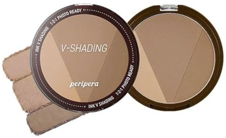 CLIO COSMETICS CO,LTD. Peripera Ink V Face Shading Contour 3 Farben für lang anhaltenden Effekt, Shadow Rouge, Make-up Puder, Kakaobraun