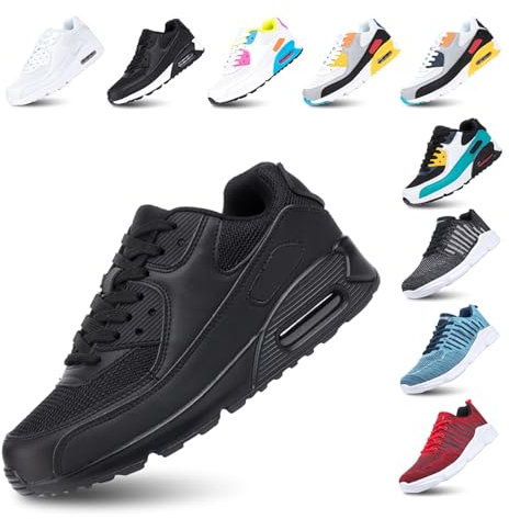Hitmars Chaussures de Course Homme Femme Running Sport Fitness Respirantes Legere Gym Athlétique AIR Sneaker Noir 40
