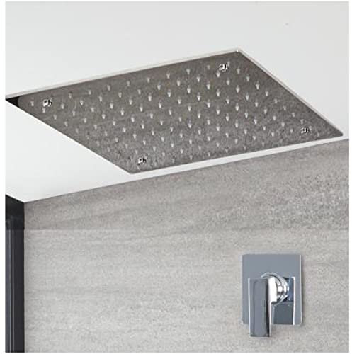 Milano Arvo Manual Mixer Valve 400mm Square Ceiling Mounted Recessed Shower Head - Chrome