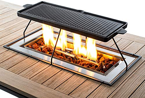 MANIA Grillplatte für Feuertisch Einbaumodell - Grill Platte passend für Mania Einbau Feuertisch rechteckig 68 x 23 x 25 cm