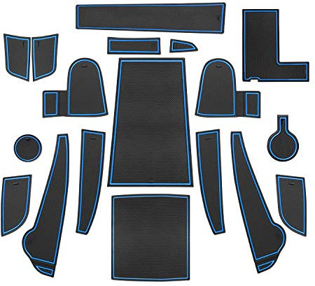LFOTPP Kona EV Elektro Gummimatten, Getränkehalter Innentür Matten Mittelkonsole Antirutschmatten, Türschlitzmatte 18 Stücke (Blau)