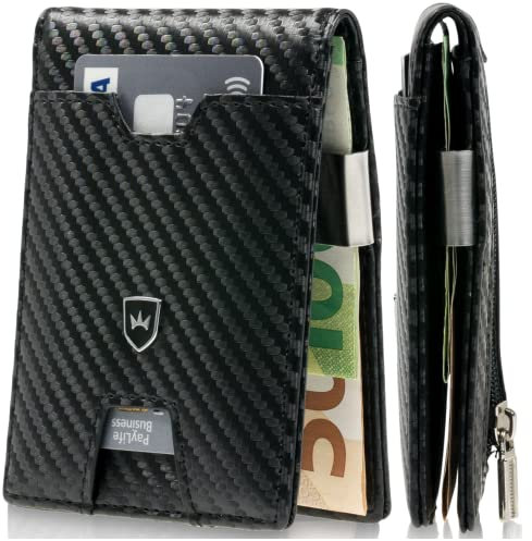 Kronenschein® Slim Wallet mit Münzfach & RFID Schutz I Geldbörse Herren & Damen klein I Portmonee mit Geldklammer I Mini Geldbeutel I Kartenetui I Karten Portemonnaie I Kreditkartenetui
