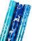 MAYPLUSS Weihnachts-Geschenkpapierrolle – Mini-Rolle – 43,2 x 304,8 cm pro Rolle – 3 verschiedene blaue Designs mit Glitzer-Metallic-Folienglanz (42,3 m²)