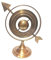Brauner antiker Globus mit Armillarsphäre aus Messing, 20,3 cm