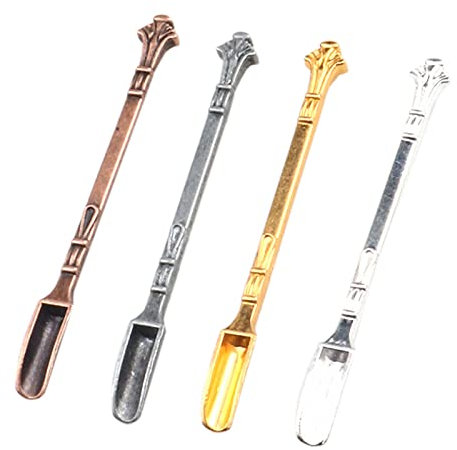 FRUTA 4 piezas mini cuchara de metal cuchara cuchara cuchara en polvo para medicina, sales, hierbas, arena, purpurina especias, 4 colores
