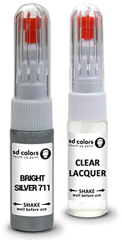 SD COLORS Bright Silver 711 Reparaturset, kompatibel mit Volvo, 20 ML, Farbcode 711 helles Silber (Lack + Lack)