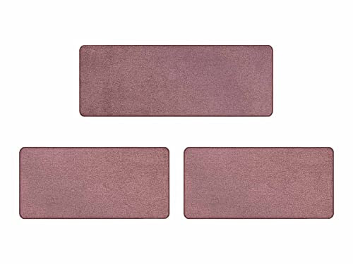 Primaflor Bettumrandung Teppich 3 Teilig - Manila - Mauve - Set aus 2 Stück 67x140 cm und 1 Stück 67x200 cm - Bettvorleger für Schlafzimmer - Kurzflor Teppich-Läufer