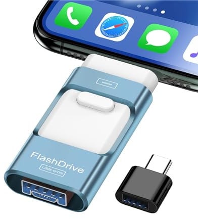 Pendrive de Alta Velocidad 3.0 de 256 GB, Memoria USB Externa 4 en 1 - Almacenamiento para Datos, Imágenes y Películas - Acceso Rápido con un Solo Click