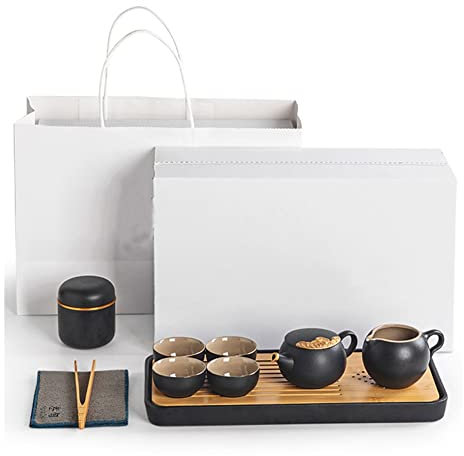ZHANGZONG teteras para te Tetera Juego de te Juego de te japones Tazas de té de Kung Fu, Juego de Tazas de té de Porcelana Negra Dehua, Taza de té de cerámica Negra China Tradicional, Juego de 1