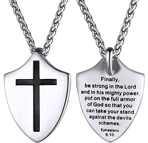 Supcare Jungen Dog tag Kette Hundemarke mit Gravur Militär Herren Edelstahl Schild Kruzifix Kette Halskette mit Anhänger Silber Hundemarken Religious Cross Necklace Mens Modeschmuck für Frauen Vater