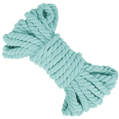 LEREATI Corda Macrame 8mm x 10m Filo Macrame Corda Cotone Naturale, 3 Fili Cordoncino Spago Macramè Filo, Cordino per Borse Uncinetto, Appendere Piante, Arazzi, Artigianato Fai-da-Te (Verde Menta)