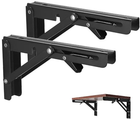 Vebetter Klappkonsole 200mm, 2Stück Klappkonsole Schwerlast, Edelstahl Klappkonsole Klapptisch Wand, Klappregalhalterungen, Tragfähigkeit 50kg,Für Platzsparende Haus Küche Büro Klapptisch Wandmontage.