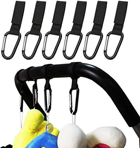 6 Piezas Gancho silla paseo carrito bebé –Ganchos Carro Bebé de- para Colgar Tus Bolsas de Compra, Bolso o Cambiador en el Manillar de la Sillita, Cochecito o Carrito Bebé