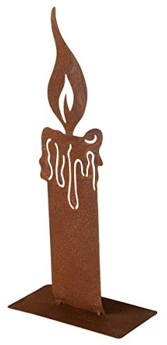 RiloStore Rost Flamme 30cm Metall Aufsteller Flammen Gartendeko Kerzen Dekostecker rostige Weihnachtsdeko Metallkerzen Rostkerzen Deko Rostbraun Metallflamme…