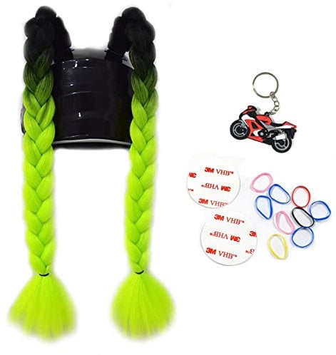 2 Stück Helm Pigtail Motorradhelm Pferdeschwanz Fahrradhelm Zöpfe Haar Schwanz für jeden Helm Dekorationen Cup wiederverwendbar (G)