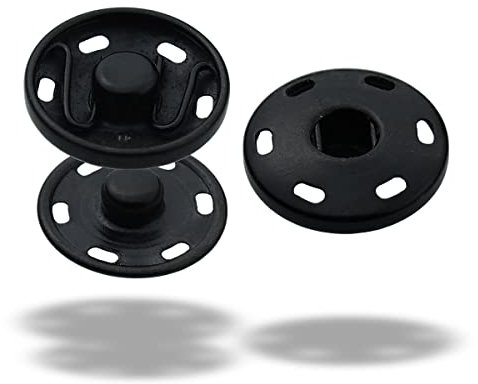 S-Feder Druckknöpfe zum Annähen wählbar in 8 Größen, rostfrei, Grundmaterial Messing, in der Farbe schwarz (10 Stück - 8 mm)