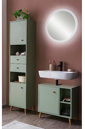Lomadox Badmöbel Set mit LED Spiegel in Mint, B/H/T ca. 100,2/177,3/33,1 cm