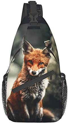 Fox Sling Bag, Brusttasche Daypack, Crossbody Sling Rucksack für Reisen, Sport, Laufen, Wandern