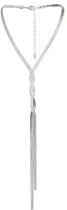 fdsmall Quaste Kragen Halskette Schlange Knochen Kette Einfache Lange Choker Schmuck Einstellbar für Frauen und Mädchen Minimalistische Kette Halskette (Silberfarben)