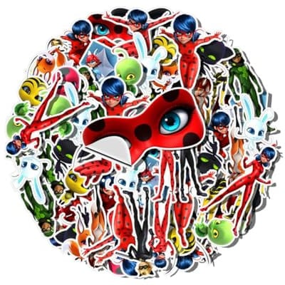20 Pcs Miraculous Ladybug Stickers, Cartoon Vinyl Decals for Case, Phone, Laptop, Computer, Water Bottles, Luggage, Gift Bag, Party Favors