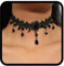 Handcess Gothic Spitzen Choker Halskette schwarze Perlen Quasten Halsketten Strass Halskette mit hohler Blume Schmuck für Damen und Mädchen