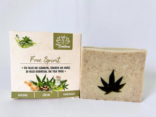 my Emotions Free Spirit Seife, handgemachte Seife mit Hanföl, Haferkleie und ätherischem Teebaumöl
