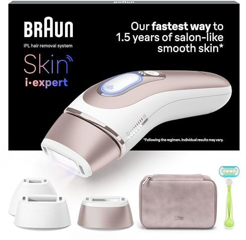 Braun Smart IPL Skin I Expert, at Home Hair Removal, Alternative for Laser Hair Removal, Smart IPL with Exclusive Free App, Venus Razor, 3 Smart Heads, 2 Years of Smooth Skin, Gift for Women, PL7253