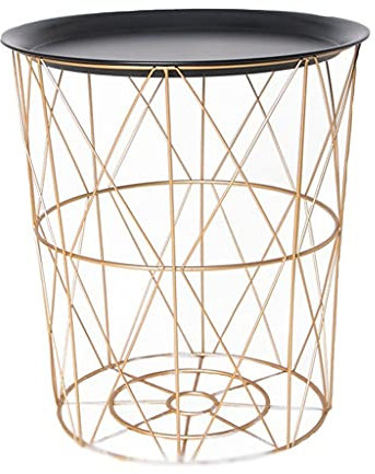 Nachttisch aus Eisen, minimalistischer Kleiner Tisch aus Metall, Schlafzimmer, Persönlichkeit, Kleiner Couchtisch (Farbe: Roségold + Schwarz, Größe: L) Full of Stars