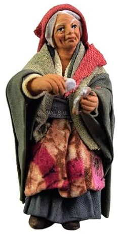 Holyhome Vecchia con grattugia cm 10 (3,93 Inch) - Presepe Napoletano Terracotta Vestita