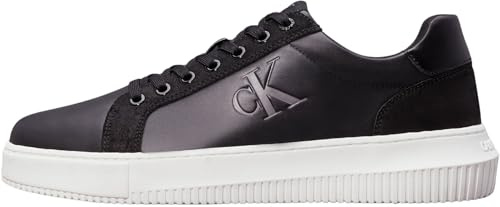 Calvin Klein Herren Cupsole Sneaker Chunky Authentic Schuhe, Schwarz (Black/Bright White), 45