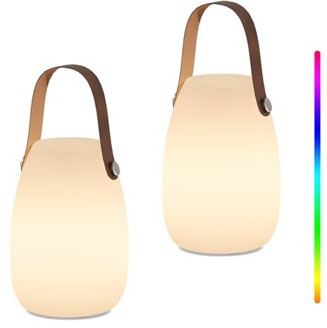 GGII Led Lampe Tragbare Akku Outdoor Lampe Tischlampe für Außen mit 8 Farben, Batteriebetrieben mit USB, für Garten Aussen Schlafzimmer Bar Camping (Two)