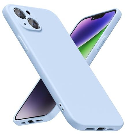 LoeoeL for iPhone 14 Phone Case Silicone, Minimalist Ultra Thin Slim Soft Rubber Gel Solid Color Matte TPU Cute Case for Women Men, Girly Plain Aesthetic Design & Camera Cover Protection, Light Blue