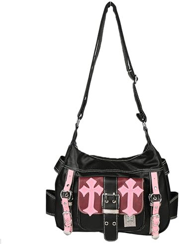 Grunge Hobo Bag Fairy Grunge Umhängetasche Y2K Vintage Crossbody Tasche für Damen, Schwarz