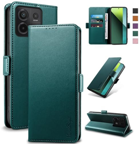 Yunubeyii Coque pour Xiaomi Redmi Note 13 Pro 5G - [Blocage RFID] Housse Étuis de Protection PU Luxe [Magnétique] [Fente Carte] [Stand] Portefeuille Flip Case,[Vert]