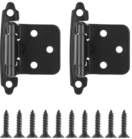 2 Pcs Black Cabinet Hinges, 2.7 Inch Inset Kitchen Cabinet Hinges Self Closing Cabinet Hinges Face Frame Semi Concealed Kitchen Cabinet Hinges for Flush Mount Kitchen Cabinet Door