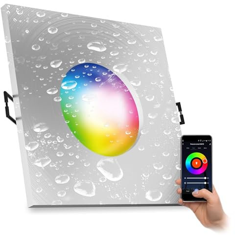 linovum ISASO Einbauleuchte IP65 Bad in Alu gebürstet Smart Speaker kompatibel - Deckenbeleuchtung led eckig mit Smart GU10 4W WLAN
